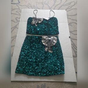 Love On A Hanger Sequin Two - Piece Outfit Size XL.